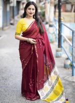 Soft Pure Chanderi Maroon Traditional Wear Bandhani Print Saree